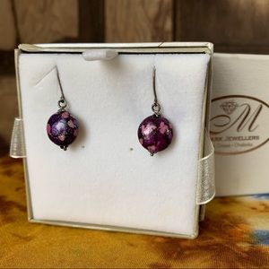 Purple dangle jewelry store earrings